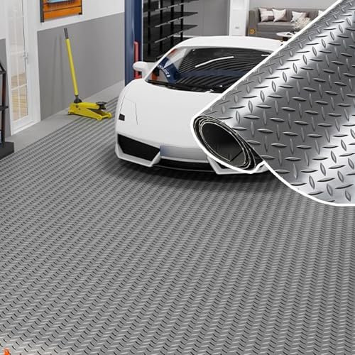 Tapis de Sol en Caoutchouc Tapis de Sol Garage pour Sous la Voiture, Tapis de Protection de Sol de Garage Antidérapant Gris, Rouleaux en Caoutchouc Lourds, Tapis de Sol Imperméable Réutilisable