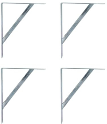 Amig - 4er-Pack Regalhalterungen Farbe Silber | Regalwinkel 400 x 275 mm | Robuster Stahl: bis zu 225 kg