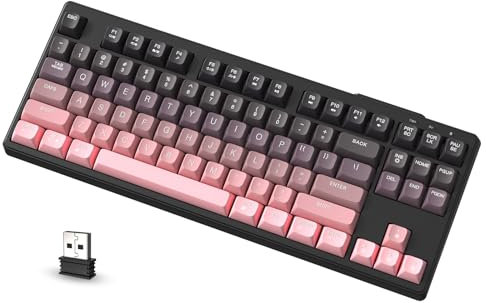 ATTACK SHARK X FREEWOLF M87 Tastiera da Gioco Wireless all'80%, TKL RGB SA Tastiera PBT Bluetooth/2.4Ghz, Batteria da 4000 mAh per Mac/Win, Ufficio/Giochi, QWERTY - Sfumatura Rosa