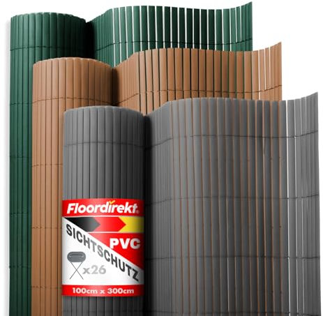 Floordirekt Recinzione frangivista per giardino, 150 cm di altezza x 300 cm di lunghezza, protezione dal vento, per terrazze e balconi, in PVC, colore: verde