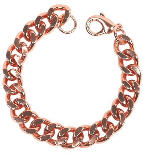 Marsrut Copper Bracelets for Men, 9 Inch Long Link Bracelet, Pure Plated Copper Wide Chain, Solid Color for Mens, Valentine Men's Gift, Women, Health Jewelry, 1.2cm (0.5) Widest Design