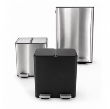 Jardin202 - Cubo reciclaje doble pedal | Acero Inoxidable y Negro Mate | Cubo de Basura Doble Compartimento | Para Cocina y Exterior | 40 litros (Negro)