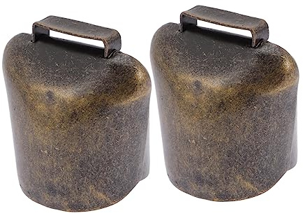 VERDANVERSE Campanacci da Mucca in Ferro Set da 2 Pezzi, Campanelli Anti-smarrimento Bestiame Retrò Medi, Accessori per Collari Pascolo Bovini All’aperto