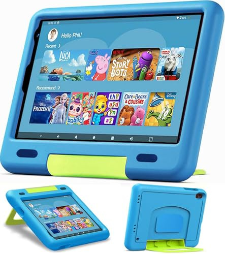 Tablette Enfants 8 Pouces Android Tablette pour Enfant avec 6Go RAM+128Go ROM(TF 256Go) Applications Pré-Installé,Contrôle Parental, Bluetooth,WiFi,Tablette Tactile Éducative avec Kid-Proof Étui -Rose