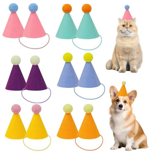 Mini Partyhüte in sanften Farben, Geburtstagsmützen für Hunde, Katzen, Kaninchen und Stofftiere, Niedliche Tierparty Dekoration, Pastellfarbense