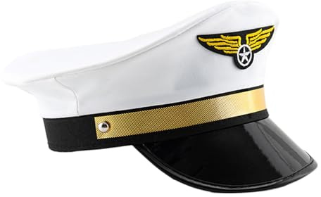 Luftfahrt-Kapitänsmütze – klassische Kostümmütze, Cosplay-Zubehör für Erwachsene, Pilotenmütze im Retro-Stil, verbesserte Passform und Komfort mit strukturiertem Krempendesign | Vielseitiges Kostüm