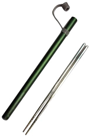 Solvind 8 Inch Stainless Steel Portable Chopsticks with Case, Reusable Metal Chopsticks, Lightweight Travel Utensils for Camping, School, Office, Picnic, Hiking & Daily Use