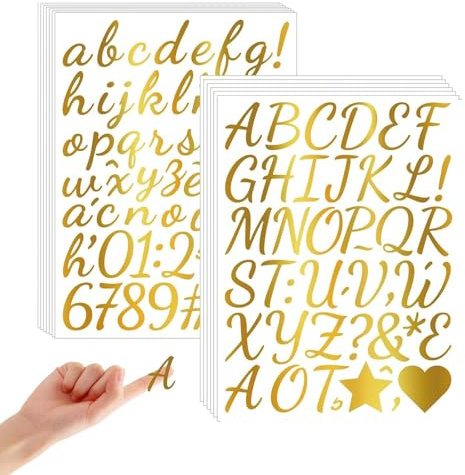 HAPPOW 30pcs Buchstaben Aufkleber Set，Klebebuchstaben Gold 1 Zoll Schriftzug Aufkleber Wunschtext - Stück Selbstklebend Für Briefkasten, Basteln & DIY