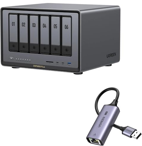 UGREEN NASync DXP6800 Pro 6-Bay NAS Server mit USB 2.5G LAN Adapter(Diskless)