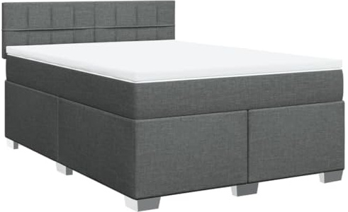 Owoxanthellate Boxspringbett 160x200 cm Dunkelgrau mit Matratze und Auflage, Taschenfederkern Mittelfest, Modernes Schlafsofa Design, Robustes Gästebett für Schlafzimmer und Gästezimmer