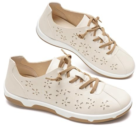 GLAMORA Zapatillas Mujer Cómodas Caladas Transpirables Zapatos Planos Casual Ligeros Flexibles con Cordones Elásticos Suela de Goma Antideslizante Plantilla Confort