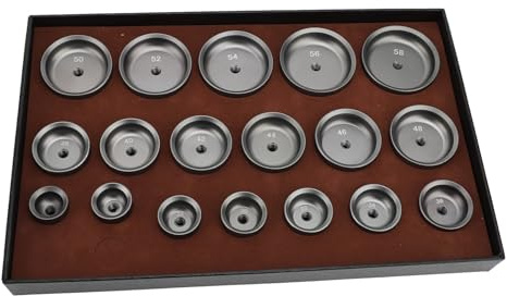 Sorandy Kit di Matrici per Pressa per Orologi, Matrici Professionali per Chiudere il Fondello in Metallo con Dimensioni Multiple da 24 Mm a 58 Mm Set di Strumenti per Riparazione