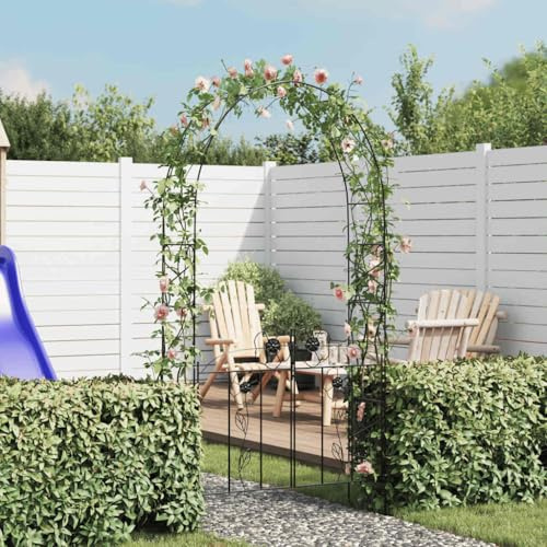 Mangloder - Cancello da giardino in ferro, 115 x 37 x 230 cm, nero, traliccio e traliccio per piante rampicanti, rose, edera e clematide, giardino, terrazza, ingresso, arco per rose