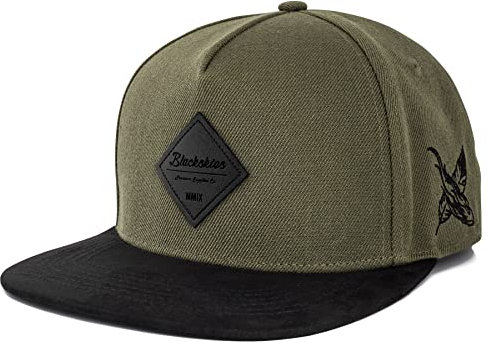 Blackskies® Port Louis Snapback Cap | Unisex Baseball Mütze Kappe Wildleder Suede - Oliv Grün-Schwarz Herren Damen Cap - Basecap Männer Frauen Streetwear Outdoor Sommer Freizeit