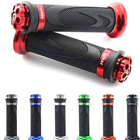 Area1 universal Motorrad Motorroller Lenkergriffe rot 2 Stück 22/24mm für z.B. Duke SMC/R MT07/09/125 Z900/650/500/125 YZF CMX CB500 Hornet SV650 GSXS/R GSF TPH NRG Aerox Jetforce Runner