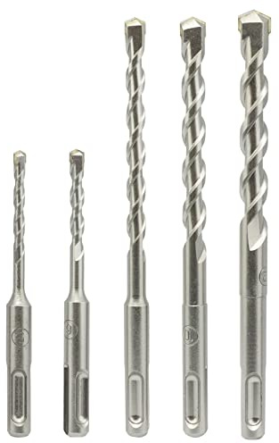NORTOOLS Set de 5 mèches perforateurs SDS Plus, Jeu de mèches SDS-Plus, Pointe en carbure de tungstène à double filet, pour brique, béton, pierre et ciment - Avec boîtier de rangement