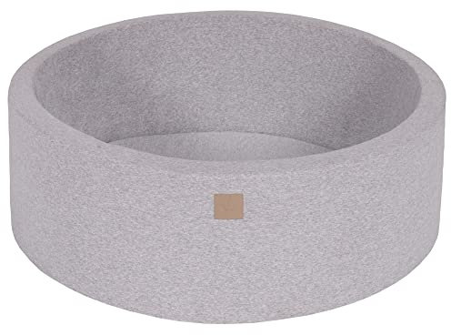 MEOWBABY Piscina di Palline per Bambini - Tondo 90x30cm Piscine senza Palline, Cotone, Grigio Chiaro