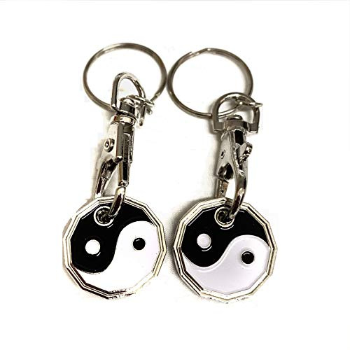 UK Phoenix Shopping Trolley Token Key Ring 12 Sided £1 Pound Coin Shape Token Shops Locker Gym Shopping Basket (2 x Yin Yang)