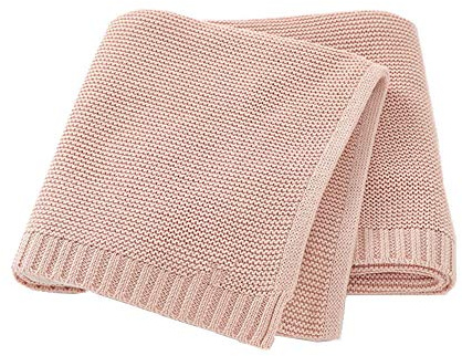 Strickdecke Babydecke Kuscheldecke, Surwin Mädchen und Jungen Babys Gestrickt Kinderdecke Freien Krabbeldecke Perfekt für Kinderwagen Babybett (80x100cm,Rosa)