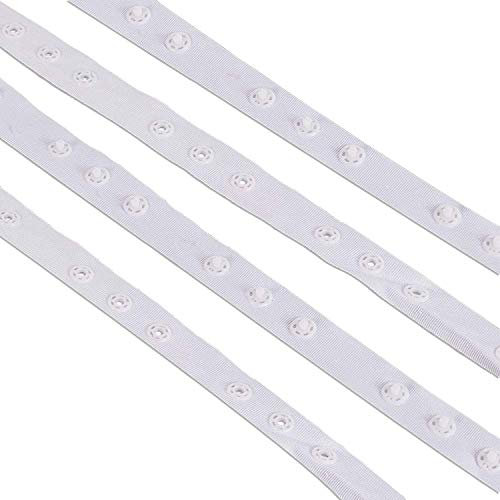 WedDecor Snap Popper Tape Fasten Ribbon White Popper Snap Stud Press Fastening Sewing Duvet Cover Tape for Baby Jumpsuits, Toddles Clothes, Sewing Small Garments, 1 metre