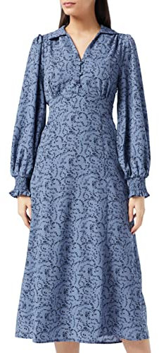 Louche Robe printanier à Fleurs pour Femme, Bleu, 36