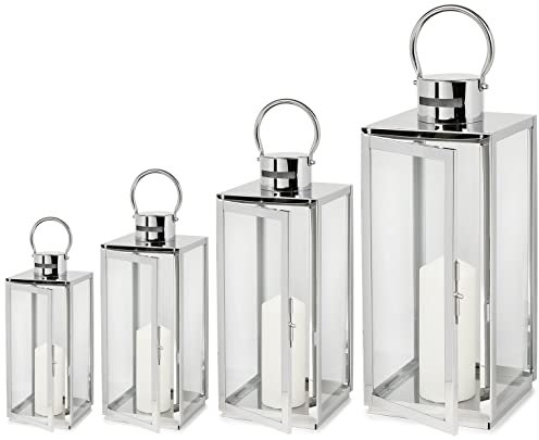 SEVICO Laterne XXL Set 4 Gartenlaterne Metall Windlicht Laternen Deko Kerzenhalter Kerzenleuchter Kerzenständerr für Outdoor Wohnzimmer Garten Balkon Innen Indoor