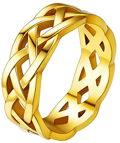 FaithHeart Anillos Irlandeses para Hombres Nudo Trinidad Anillo Cerrado de Banda Ancha 7mm Acero Inoxidable 316L Talla 12 Joyería Familia Anillo Cerrado de Compromiso