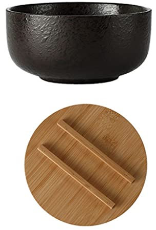 Bols à pâtes japonais avec couvercle bol à ramen en céramique vaisselle vintage 6,7 pouces (environ 17 cm), pour soupe miso et maiden, udon (Color : D, Size : 1200ml)