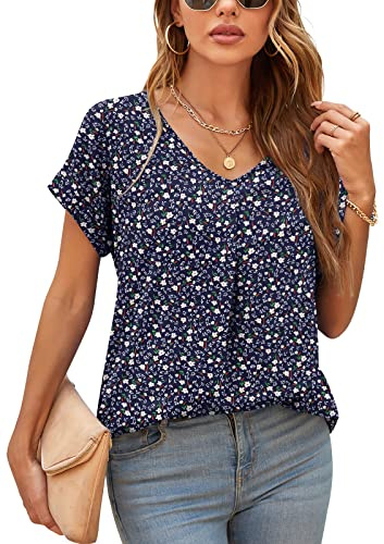 Yommay Camicette estive da donna eleganti, casual, a maniche corte, in chiffon, top, maglietta, M