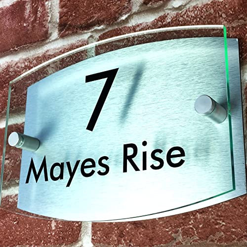 Hausschild Epsilon L, personalisierbar, Türnummern, Buchstabe, Adressschild, 3D-Effekt, Acryl plus Aluminium-Rückplatte, alle Befestigungen, leicht zu sehen