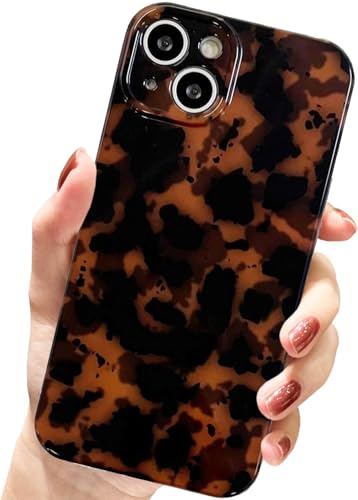 AMART for iPhone 14 Case Cute, Leopard Tortoise Shell Animal Print Phone Case Shockproof Bumper Women Girls Cool Protective iPhone Case for iPhone 14 (6.1 inch) ONLY