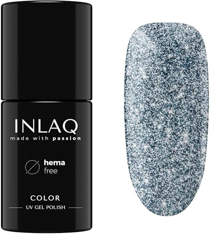 INLAQ® HEMA Free UV Nagellack Glitzer Shiny Signs Sammlung - Gel Nägel Glitzernd frei von Hema - Glitter Gellack UV Lack in Aquarius Farben - 6ml