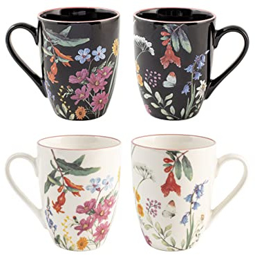 H&H Set 6 Becher Caroline schwarz & weiß cc 340