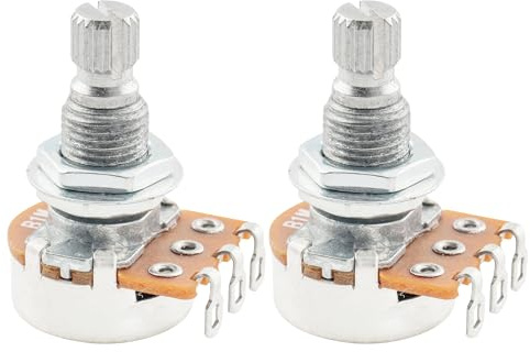Alpha Mini B1Meg Metrische Potentiometers Split Shaft Linear Taper Potis für E-Gitarre oder Bass (2 Stück)