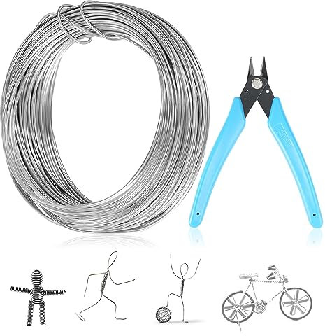 Jinsion Schmuckdraht Basteldraht 2mm X 30m mit Fräsern, DIY Silberdraht Basteldraht Dünn Flexibel Modellierdraht Leicht Biegsam Schmuckdraht für Die Schmuckherstellung und Das Basteln, Silber