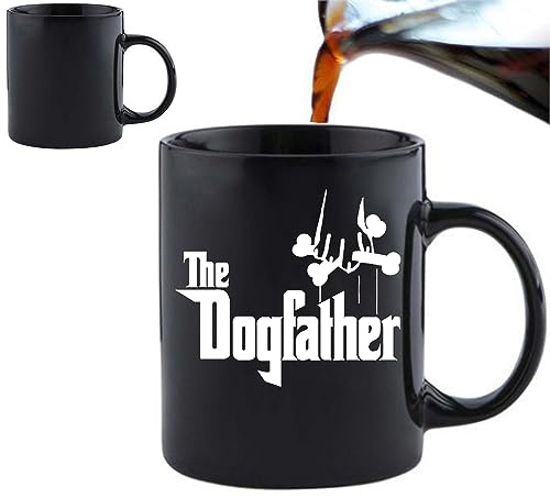 Tasse mit Hundevater, Geschenk für Hundeliebhaber, wärmewechselnde Tasse, Geburtstagsgeschenke, Tier-Kaffeetasse, Wichtelgeschenk, Geschenk für Hundeliebhaber, Schwarz