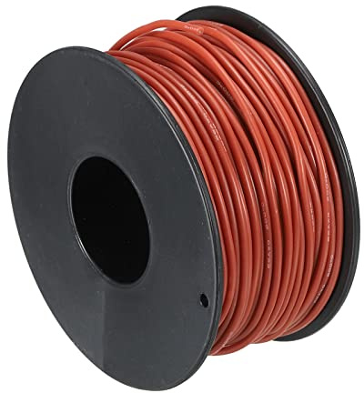 sourcing map 26AWG Elektrischer Draht 30 Meter Stromkabel 0,13 mm² Verzinntes Kupferkabel Flexibel Silikonkabel Litzenkern Klingeldraht Verdrahtungsleitung für DIY KFZ Auto Modell, Rot