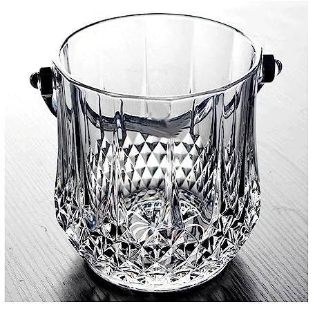 Bar Buckets Clear Wine Bucket Round Beverage Tub with Handles, Portable Beer Bottle Drink Cooler Champagne Chiller Bin for Party, Bar, Home, 1L Ice Bucket