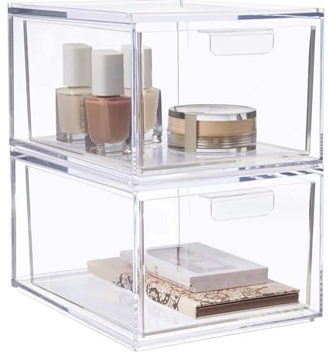 YIHAOBOX Stapelbare Kosmetik-Organizer-Schubladen, Acryl-Make-up-Organizer, Schminkbehälter-Schublade Kosmetik, Hautpflege, Haarschmuck, Badezimmertheke Kommode Waschtisch, Badezimmer, Schlafzimmer