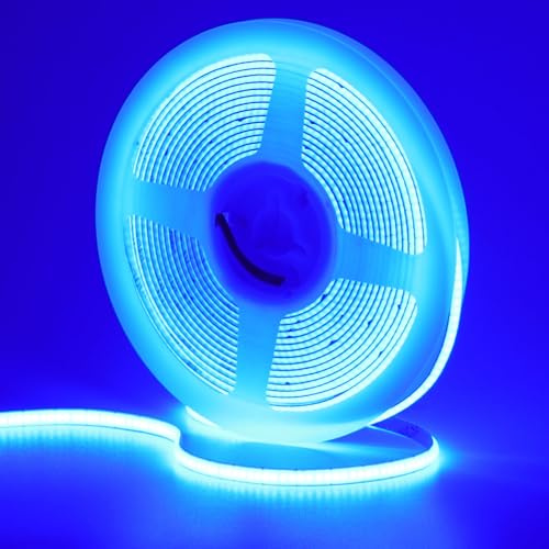 GOMING 12V 5mm Breite Blau COB LED Streifen 5M 400LEDs/M | LED Band Selbstklebend Nicht Wasserdicht IP20 LED Strip für Innen Heim Deko(Netzteil nicht Enthalten)