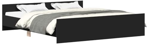 vidaXL Bettgestell, Bettrahmen mit Lattenrost, Bett Gästebett mit Kopfteil Fußteil, Metallbett Doppelbett Schlafzimmerbett, Schwarz 180x200cm