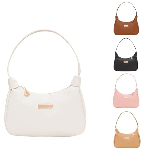GoPaw Borse A Tracolla Da Donna,Borsa A Tracolla Y2k In Pu,Borsa A Mano A Spalla Piccola Da Donna,Borsa Sotto Le Ascelle Da Donna,Borsa Di Capacità Per Lo Shopping Quotidiano (Bianco)