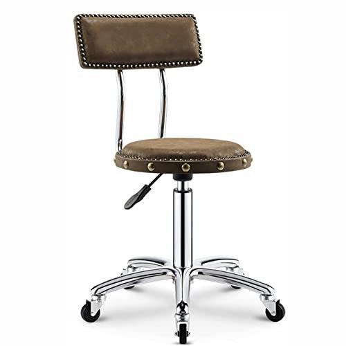 Drehbarer Rückenlehnenstuhl, Retro-Barstuhl aus Edelstahl, anhebbarer Friseurstuhl, Home-Seilzug, runder Hocker, Arbeitsstuhl, Make-up-Hocker, dekorativer Hocker,E