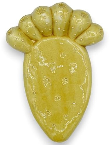 SICILIA BEDDA CAPACI Pala di ficodindia da Parete in Ceramica Siciliana, h 16 cm x 12 cm ca. (1Unità) con Vari Colori - Giallo