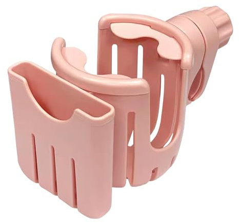 JUMUAO Getränkehalter Kinderwagen Zubehör,Universal Kaffeehalter Kinderwagen,2-in-1 Cup Holder Kinderwagen,Flaschenhalter Wasser Becherhalter für Trolleys Walker Mountainbikes, Kinderwagen (Rosa)