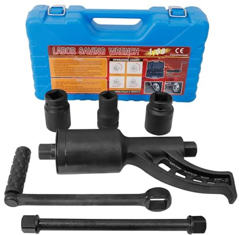 Angchun Heavy Duty Torque Multiplier Set 1/2” DR w/ 3 Sockets, Labor Saving Lug Nut Remover, Hand Lug Nut Wrench Kit, Portable Wrench Sockets Set (Max 680N/M, Upgraded 8-Point)