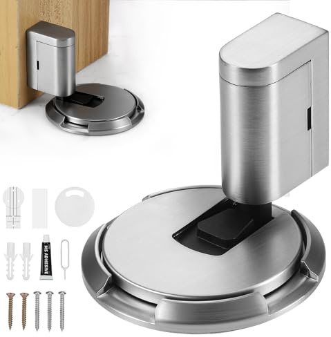 JIZZU Magnetischer Türstopper Selbstklebend Schwer Türhalter | Tür Stopper Ohne Bohren Höhenverstellbarer Türpuffer, Wind-resistant Mechanical Silent Door Stop