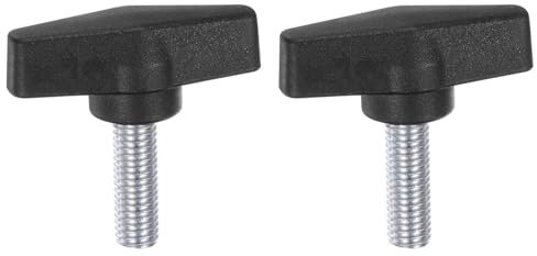 QUARKZMAN 2pz Manopole Ala T M10 x 25mm Perno Filettato Maschio Metrico, 55 Mm, Manopole Plastica Testa T, Manopola Serraggio Manuale, Impugnatura Vite Testa Zigrinata, Nero