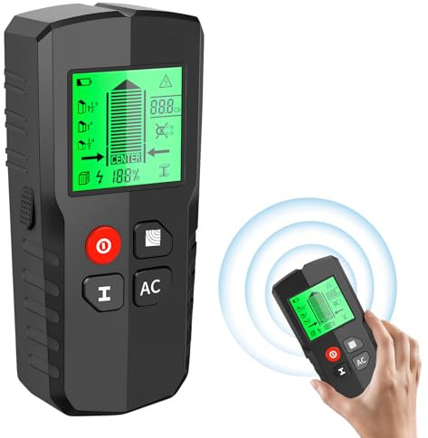 Focenat Leitungssucher Ortungsgerät, Leitungsfinder, Wand Scanner Detektor, Stromleitungsfinder, Leitungssuchgerät mit LCD Anzeige, Multifunktional Stud Finder, für Holz Eisenmetalle Kabel Metall