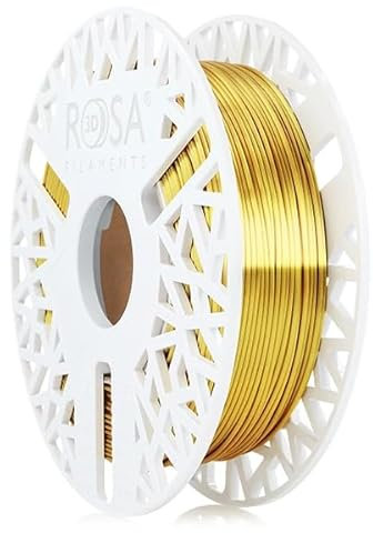 ROSA3D PLA Silk Filament 1.75 mm für 3D Drucker | Druckmaterialien Leicht Glänzend Bioabbaubar PLA 3D Drucker Filament | 3D Printing Materials | Gold Spule 0,5 kg